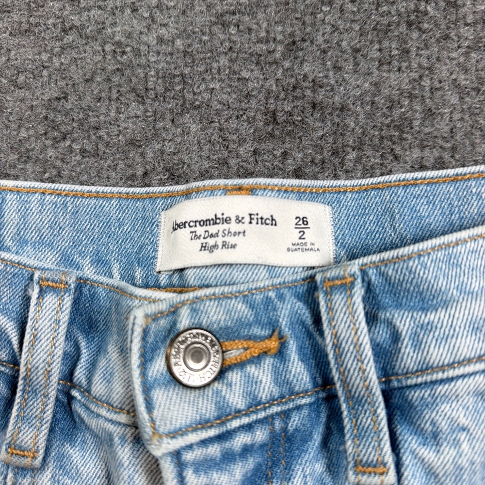 Abercrombie & Fitch The Dad Short Women 26 Light Blue High Rise Utility Denim - Picture 4 of 14